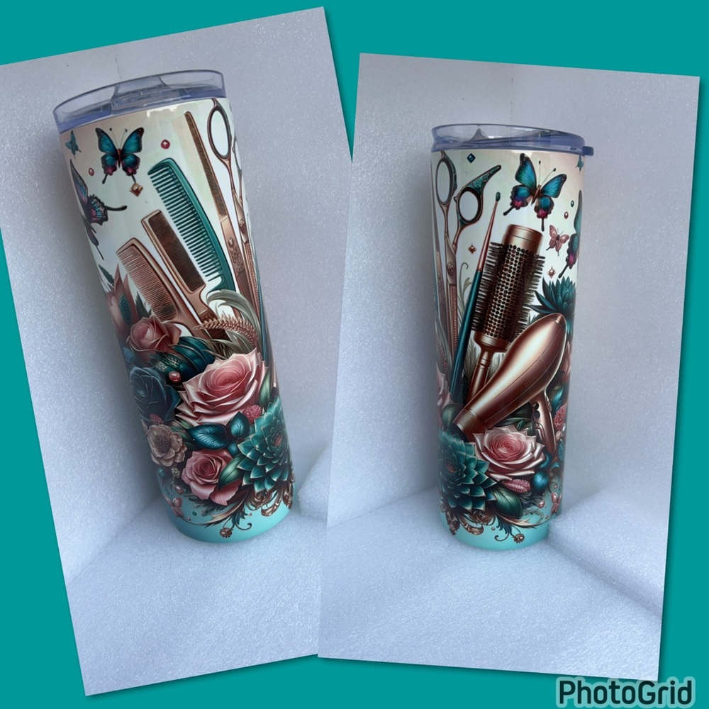 Floral Hair Stylist Tumbler